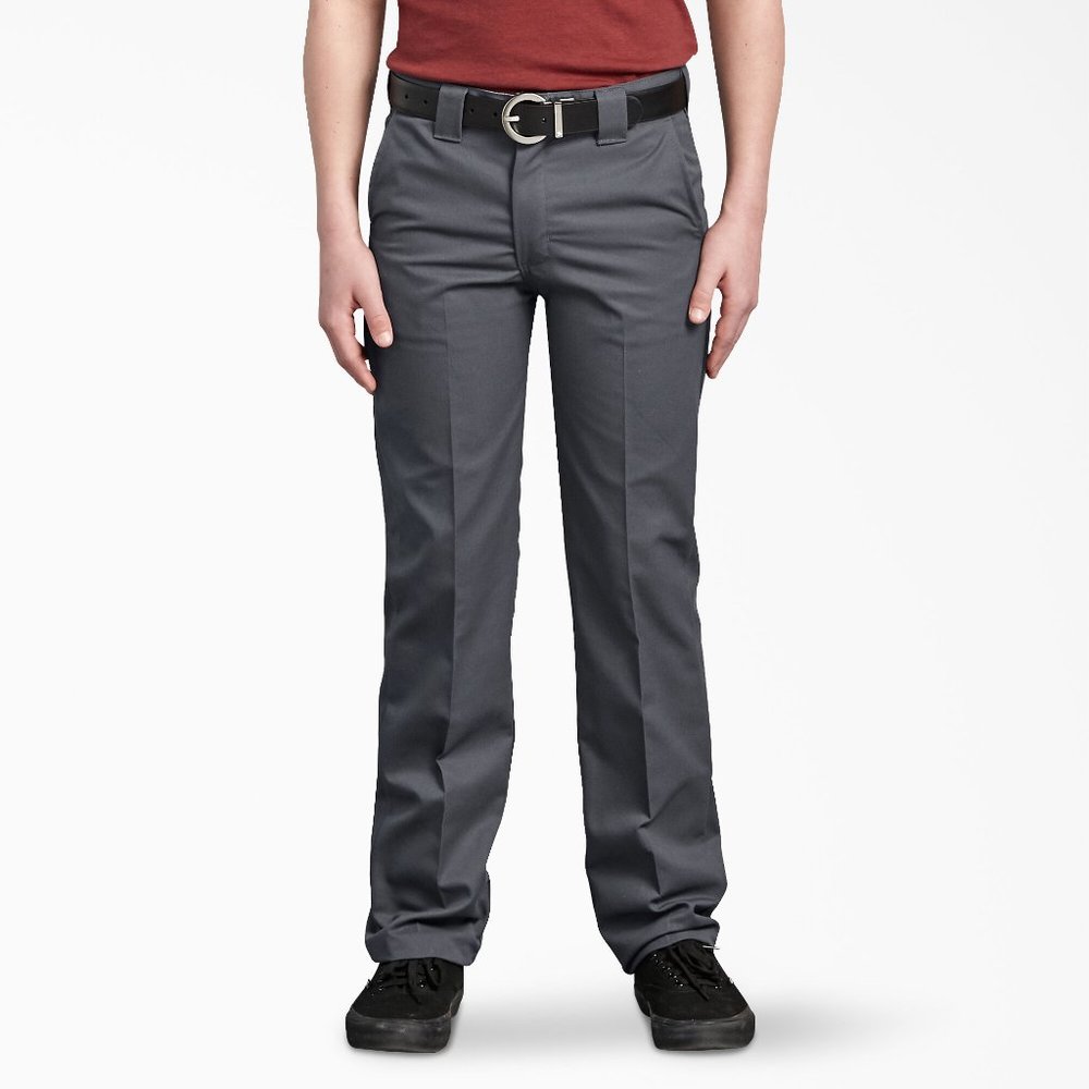 2x - Dickies Boys' Slim Fit Straight Pants - Charcoal Gray